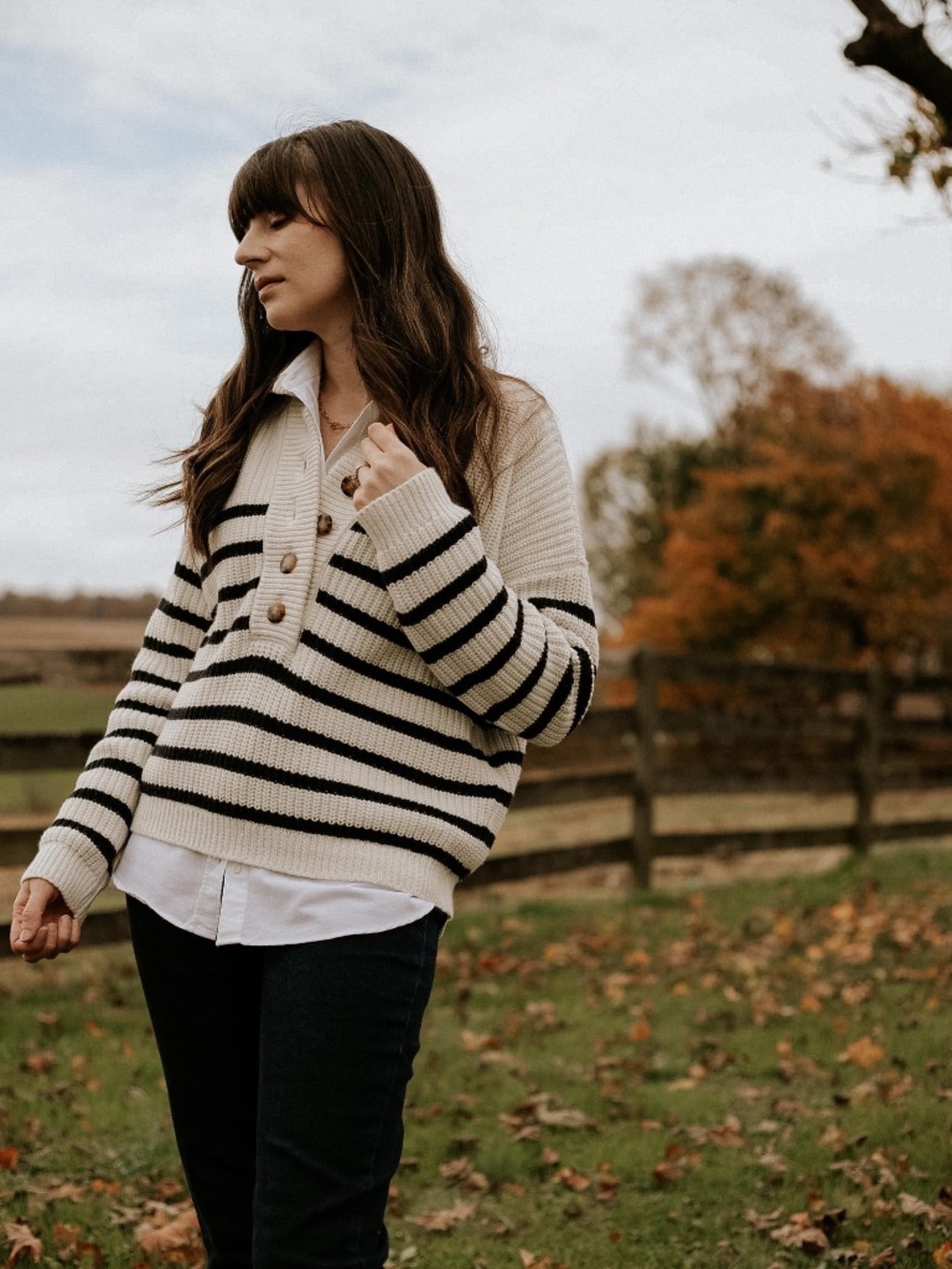 NWT Sezane Lucas Jumper in Ecru/Navy Size XS (Runs Large) - Picture 6 of 14